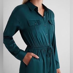 Express Wide Leg Cargo Jumpsuit, Forest Green, Medium
